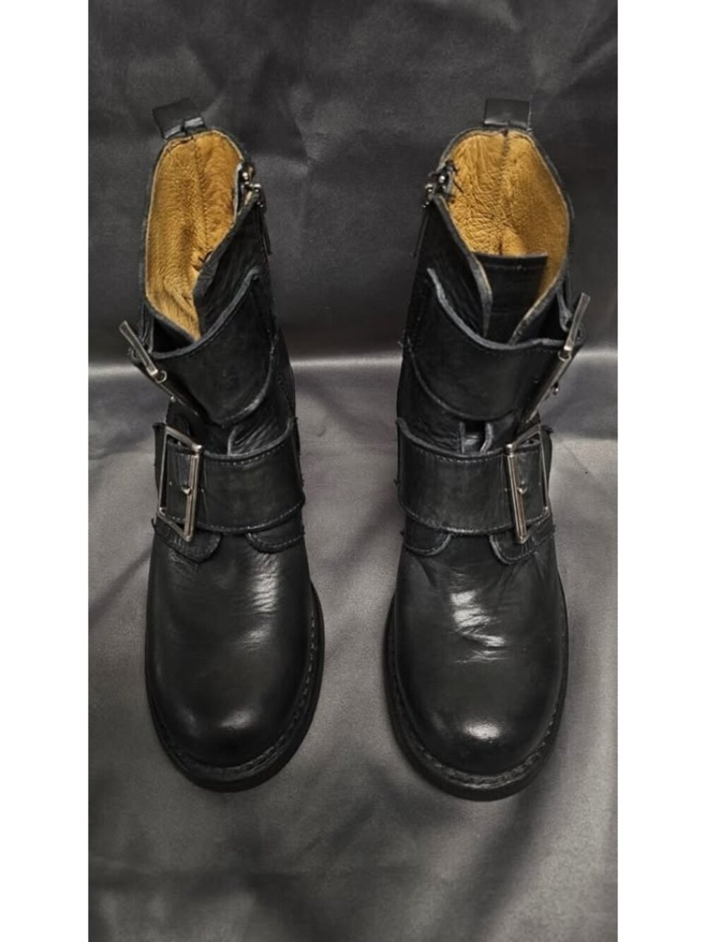 Frye Sabrina Double Buckle Fatigue Leather Made In USA Boots Sz US  7M